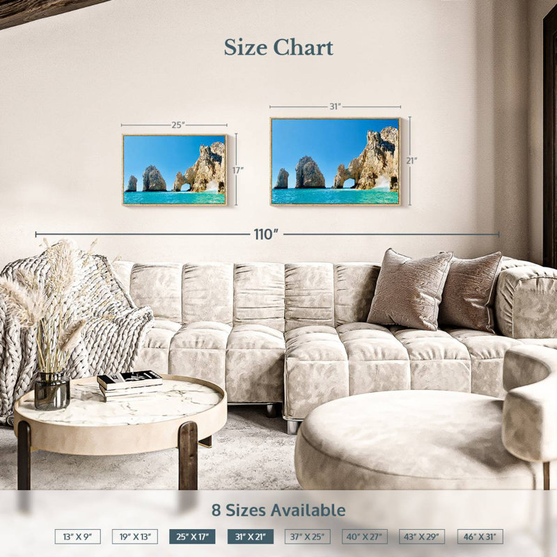 Arche de Cabo San Lucas, Cadre flottant en bois naturel, 25 po x 17 po