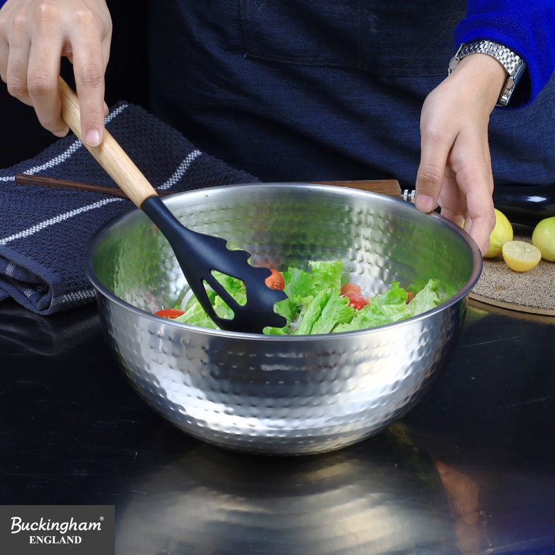 Buckingham Salad Mixing Bowl Stainless Steel with Hammered Effect , 27cm