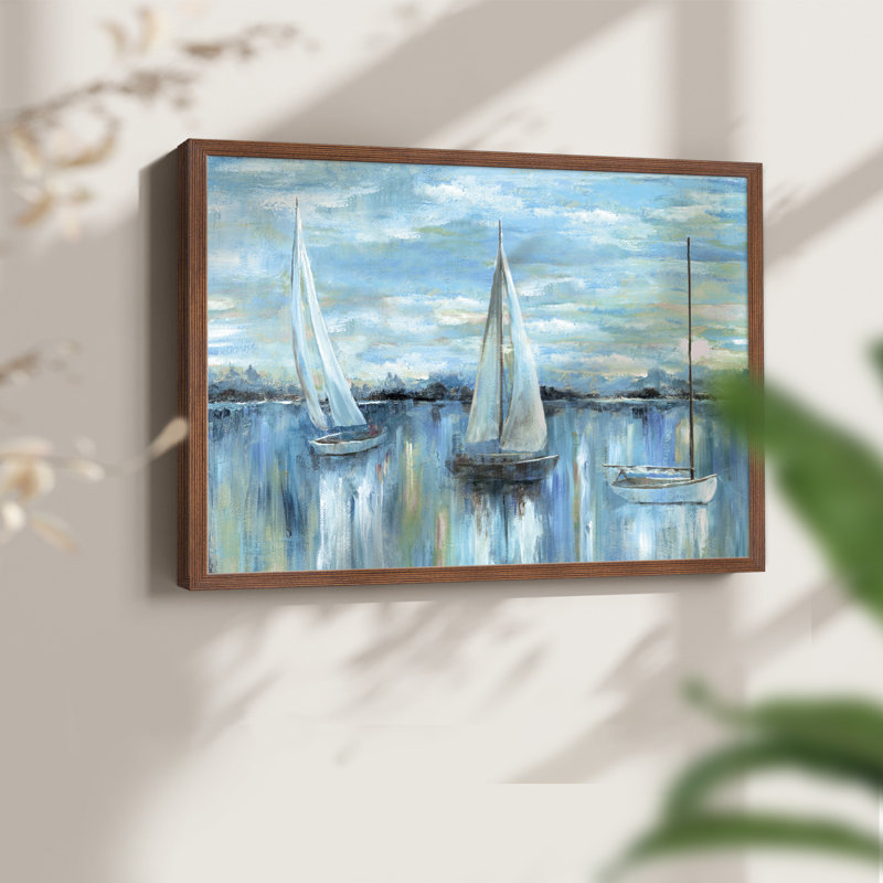 Evening on the Bay -Framed Print - Restickable, 8" H x 10" W, Walnut