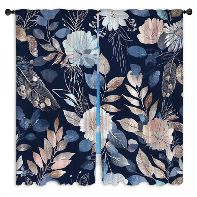 Rideaux de fenêtre à motif floral obscurcissant et obscurcissant - 2 panneaux