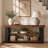 63" Solid Wood Low Console Table with Open Storage Shelves