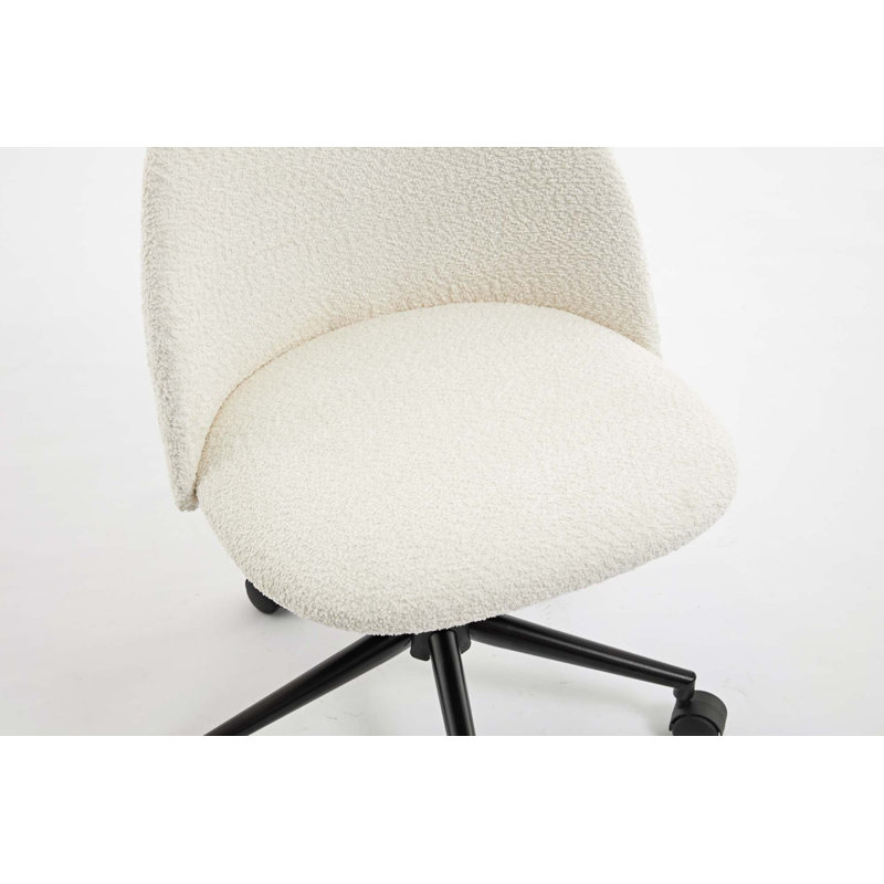 Chaise de bureau en velours, chaise de bureau pivotante à dossier moyen avec pieds noirs, chaise de bureau rembourrée moderne