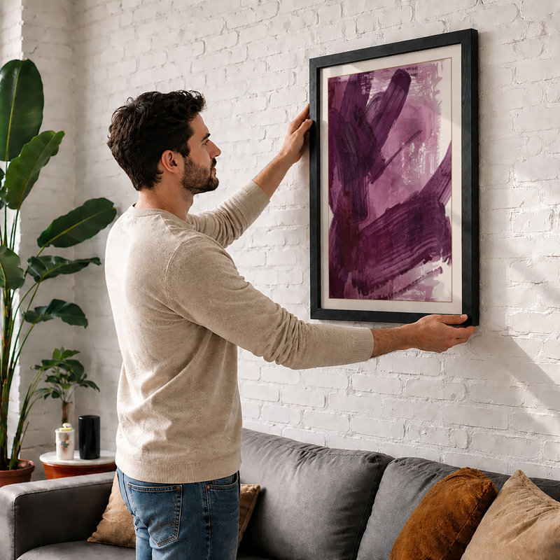 Purple Gestures Abstract - Print, Walnut, A3 - 42.0 x 29.7 cm