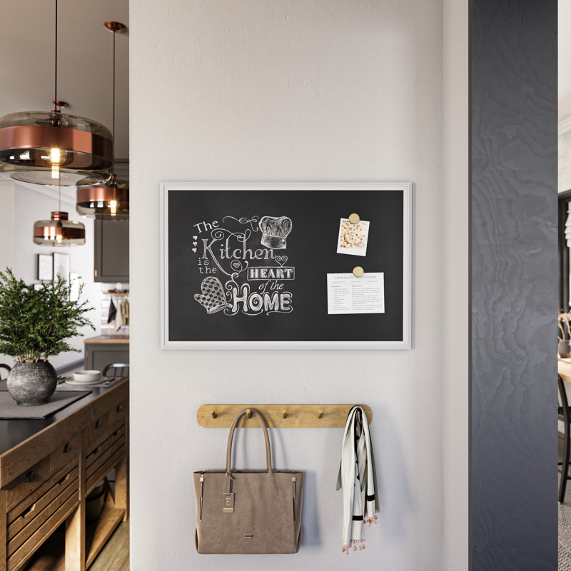 30 x 20 Inch Black Magnetic Chalkboard with White MDF Frame