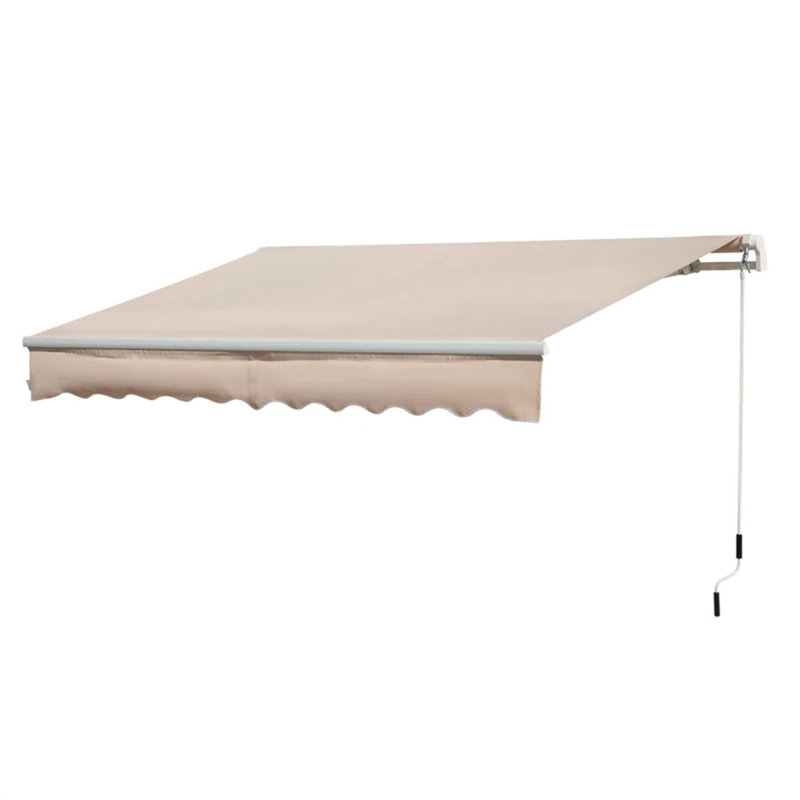 Dakota Fields 395cm W x 250cm D Fabric Cover Retractable Patio Awning, Beige