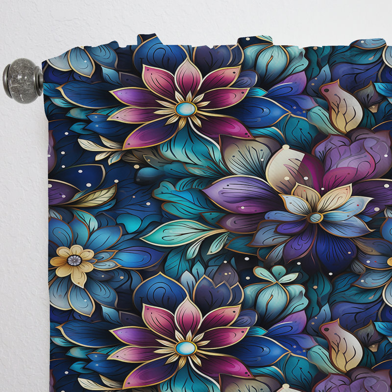 Motif marocain Boho - rideau floral - rideau floral obscurcissant - 1 panneau, L 52 po x L 63 po