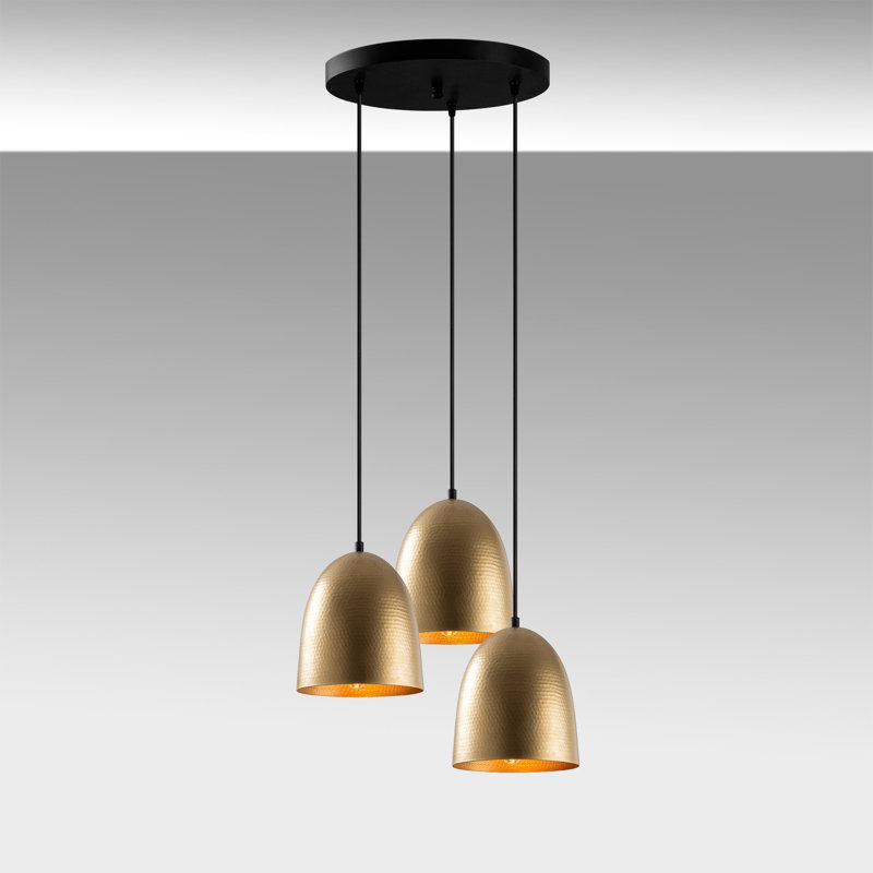 Lustre moderne doré, hauteur réglable 49,2 po x 49,2 po x 49,2 po | Corps en métal, indice de protection IP20 | 3 x douilles E27 (40 W maximum) | Design scandinave élégant pour le salon et la salle à manger, éclairage élégant et glamour