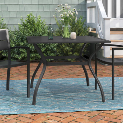 Square Metal Outdoor Dining Table With Umbrella Hole , 94cm cm W 94cm cm D