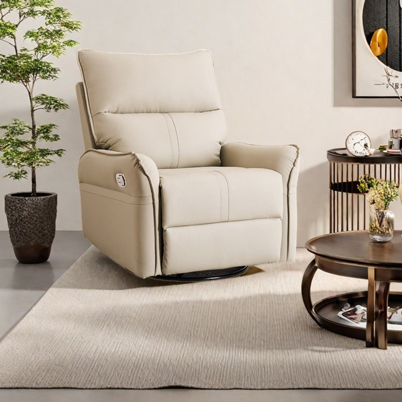 Modern light luxury faux leather lounge chair, Beige