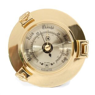 Executive Thermometer, Humidity Reader, Barometer, and Clock Weather  Station - 3 Instruments - PVD Brass