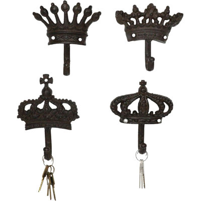 Ensemble de 4 crochets muraux couronnes pour le roi et la reine