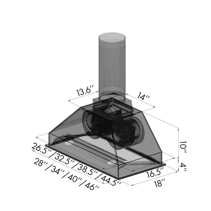 34" 700 CFM Ducted Insert Range Hood in Brushed Stainless Steel, 34"