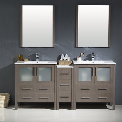 Fresca Torino 72"" Free-Standing Double Sink Bathroom Vanity Set with Mirror -  FVN62-301230GO-UNS