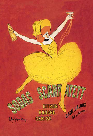 « sodas scarpatett » par leonetto, cappiello affiche affiche rétro, H 30 po x l 20 po x P 1,5 po