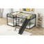 Full And Twin Size L-Shaped Bunk Bed With Slide And Short Ladder, Black-76522231