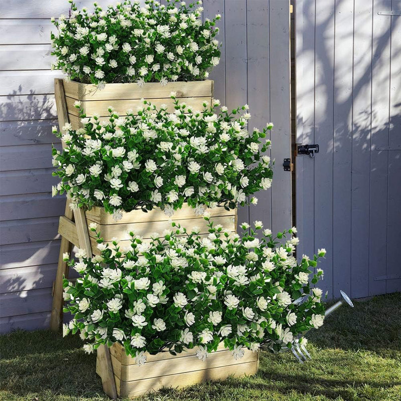 10 paquets de fleurs artificielles artificielles, plantes artificielles en plastique pour l'extérieur ...