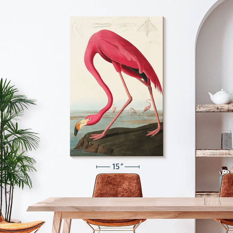 Flamant américain sur toile, H 48 po x l 32 po x P 1,25 po
