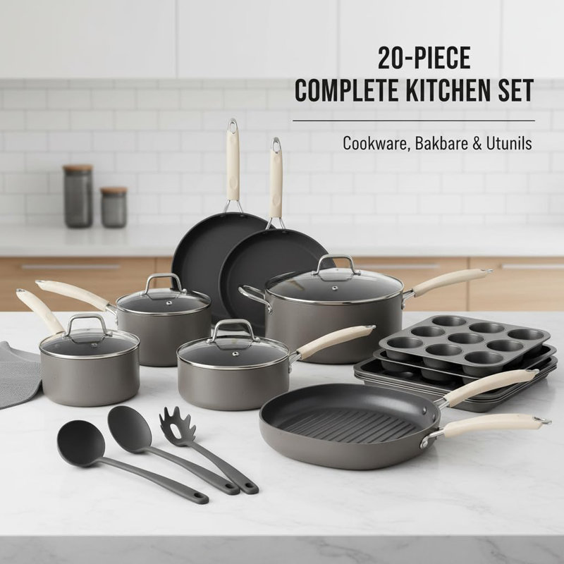 20 - Piece Non-Stick Aluminum Cookware Set