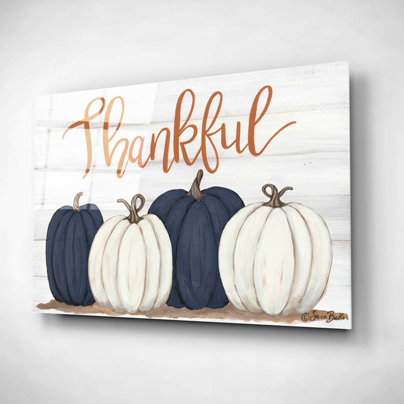 «Thankful Pumpkins 2» par Sara Baker, art mural en verre acrylique, H 16 po x l 24 po x P 0,2 po