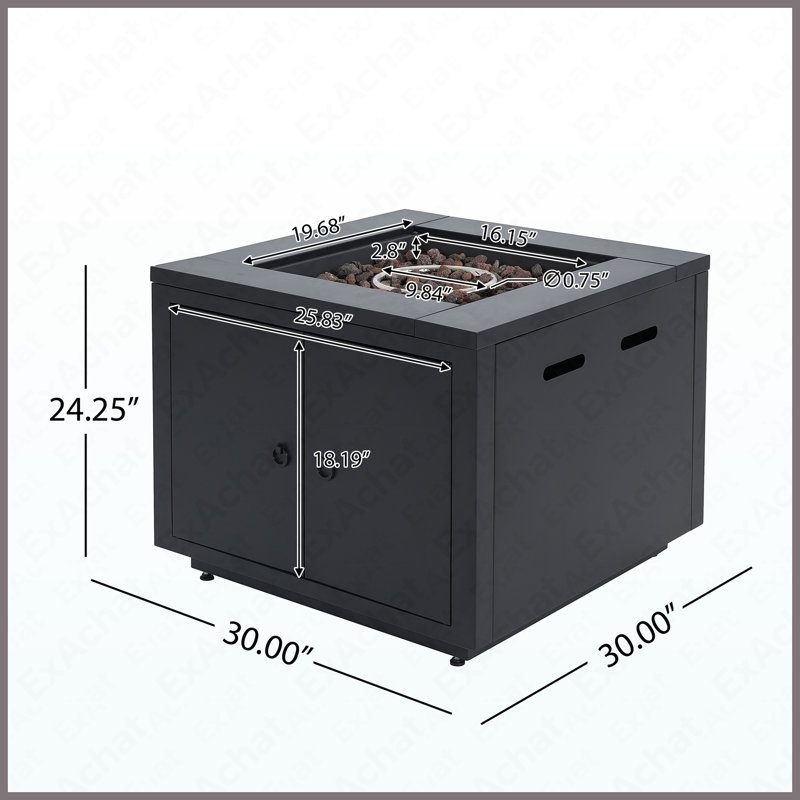 Table carrée en acier au propane 40000 BTU pour la cour extérieure