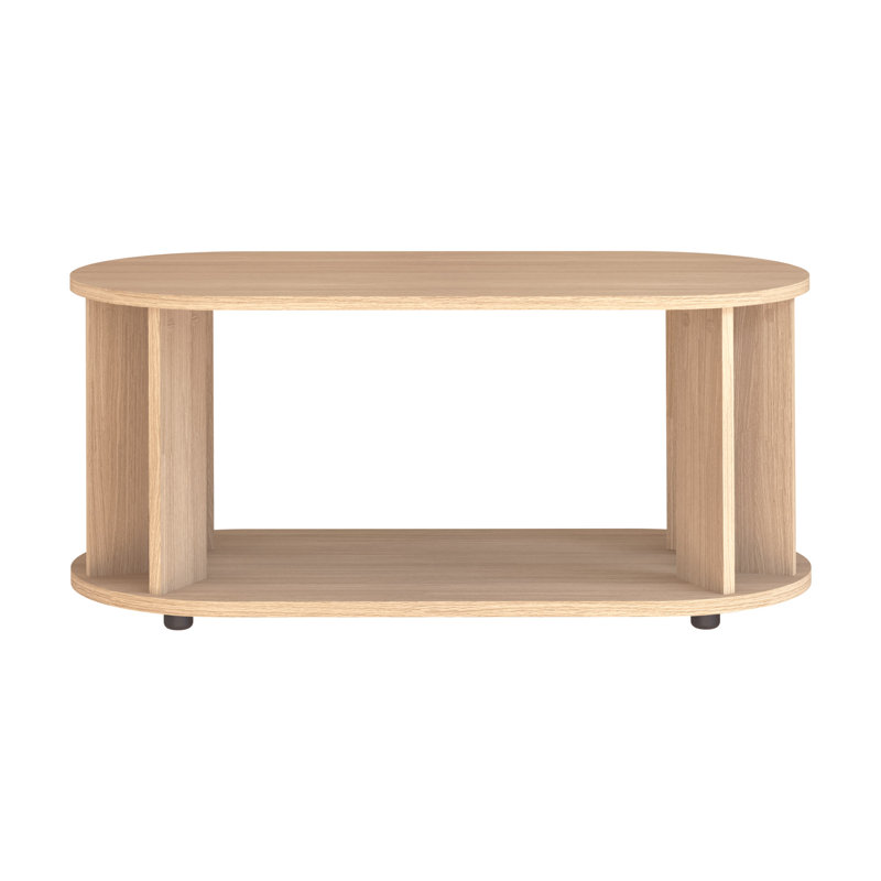 Devasya Four Leg Coffee Table with Storage, Light Oak