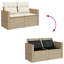  Canapé de jardin en rotin PE beige, acier thermolaqué, bois d'acacia massif