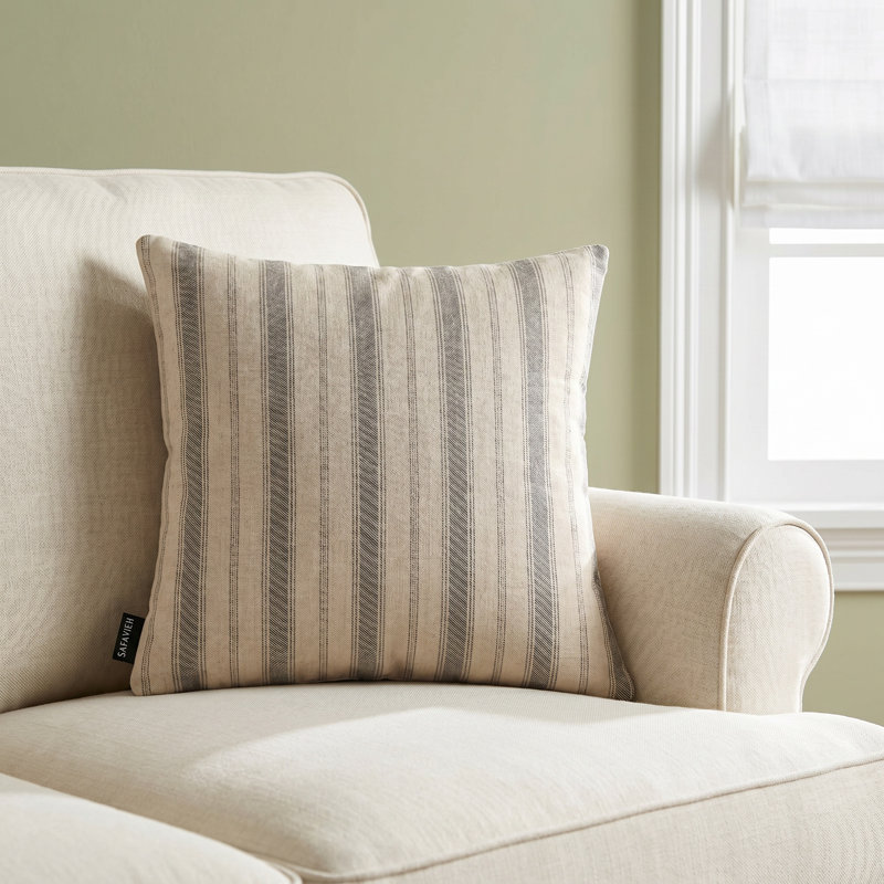 West Striped Linen Reversible Throw Pillow