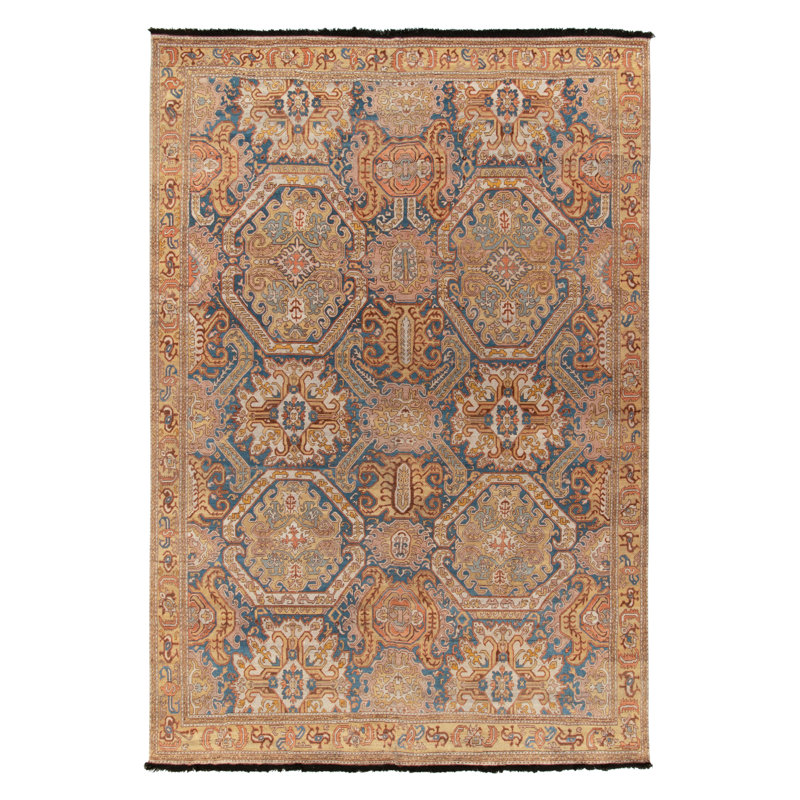 Burano Hand Knotted Wool Floral Area Rug, Rectangle 6' x 9'