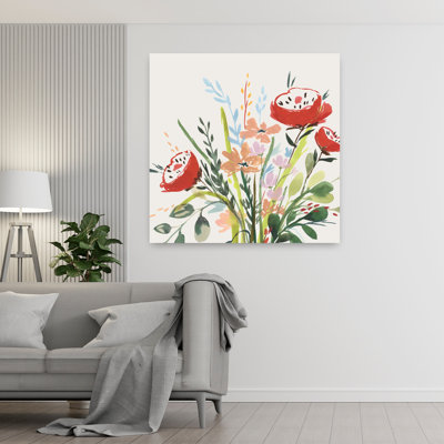 «Vibrant Bouquet In Bloom I», art mural contemporain abstrait