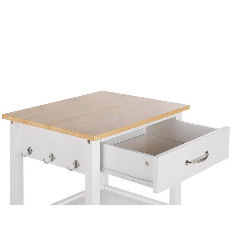 Marlborough Solid Wood Top Kitchen Cart, White