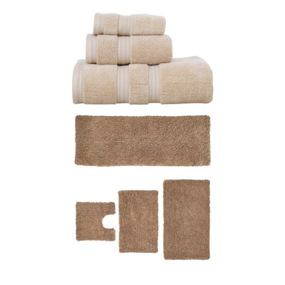 Ensemble de serviettes de bain 3 pièces et de tapis de bain 4 pièces Fantasia, 100% coton doux (ensemble de 7), mauve