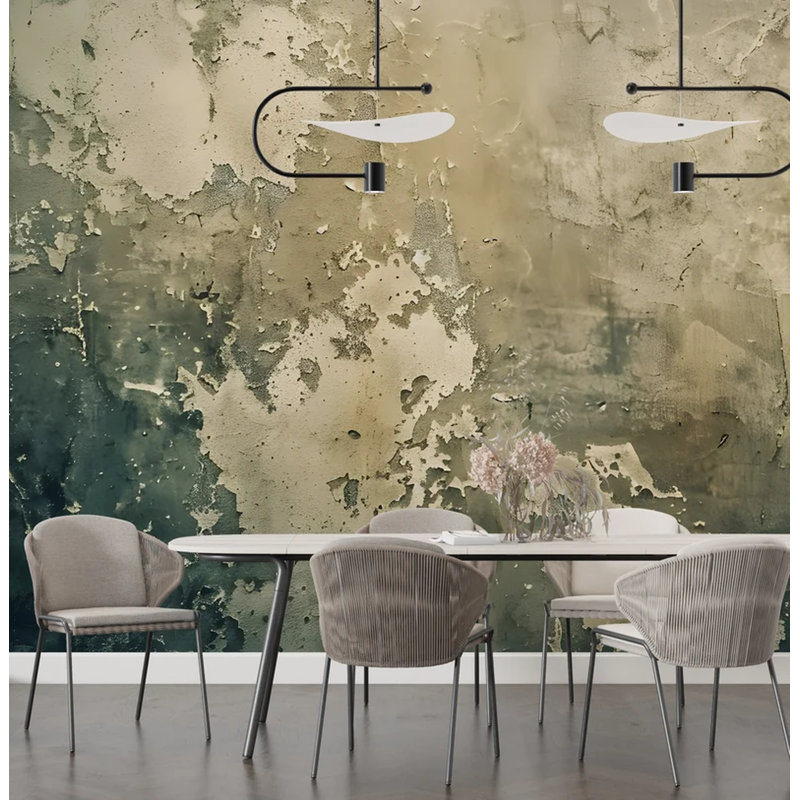 Murale rétro en plâtre beige, L 96 po x l 108 po