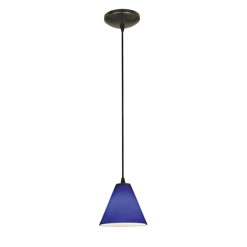 Luminaire suspendu conique 1 lumière Cascio, Cobalt, Bronze huilé
