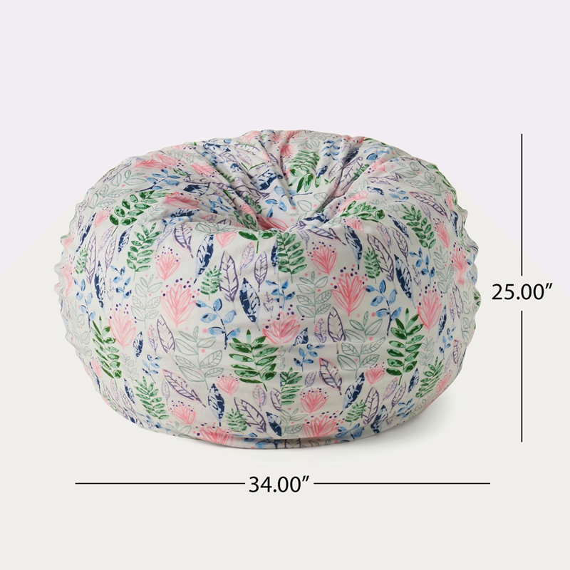 3 Foot Rounded Bean Bag, Leaf Print