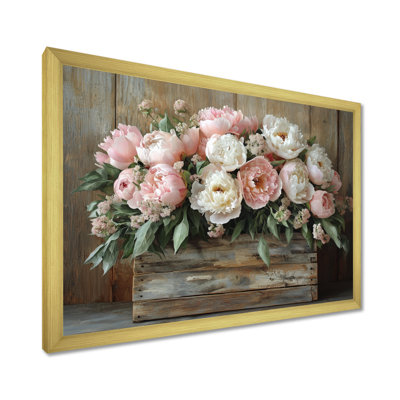 Farmhouse Chic Bouquet II - pivoines, art mural