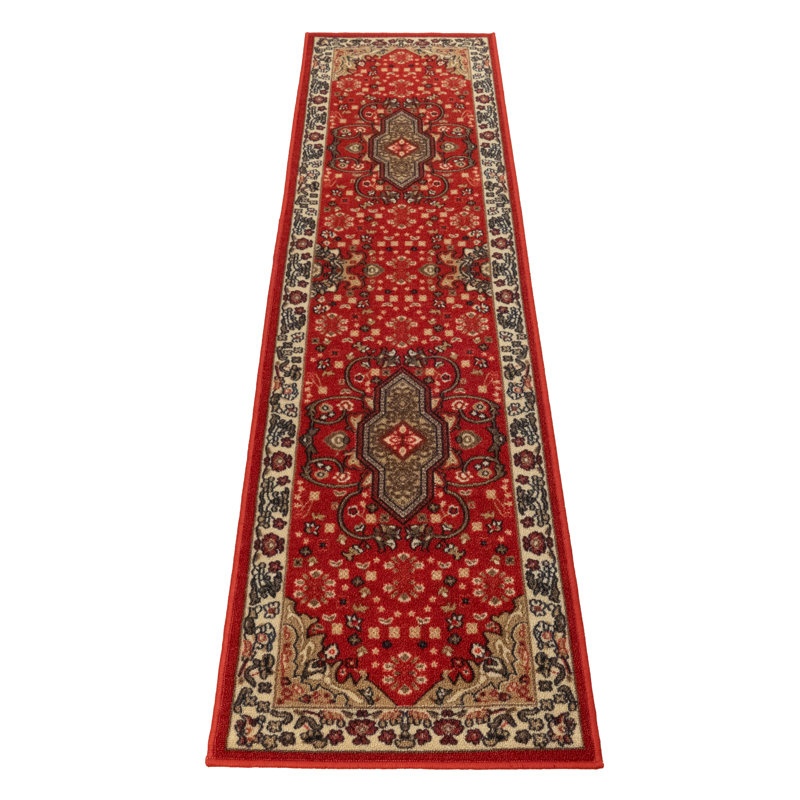Tapis de couloir oriental rouge antidérapant lavable à la machine, Rectangle 1 pi 6 po x 2 pi 6 po