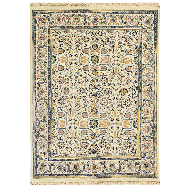 High-Quality Hand-Knotted Ivory Area Rug