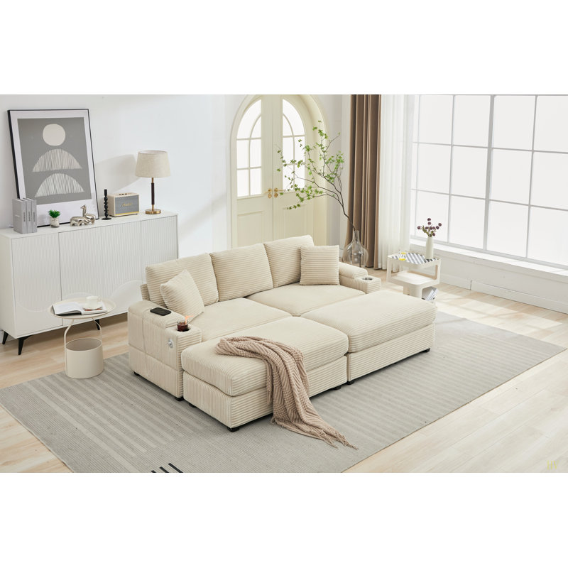 Ensemble de canapé-lit modulaire convertible Boneless Combination, Beige