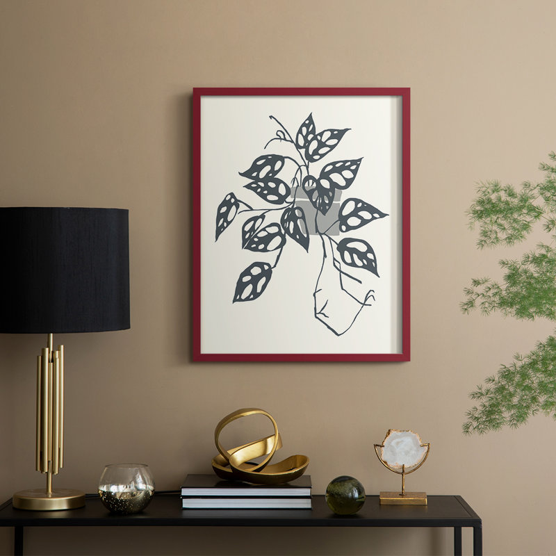 «Growing Leaves III», reproduction encadrée - bois massif, Rouge, H 21 po x l 17 po