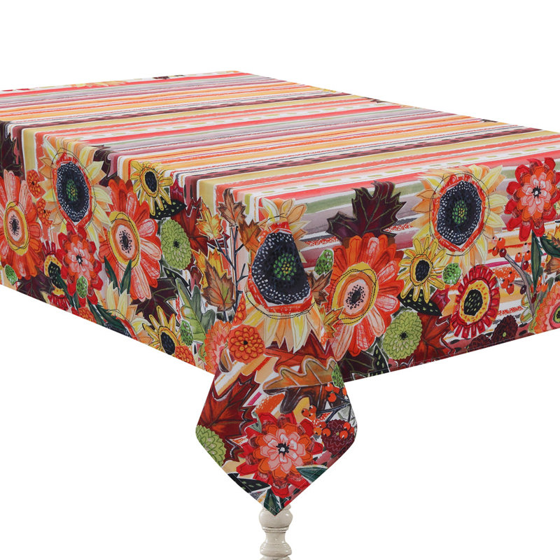 Harvest Snippets Rectangular Fall Fabric Tablecloth 70" x 120"