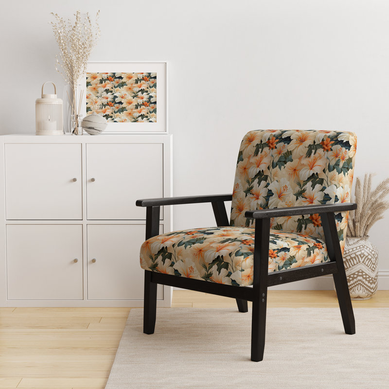 Chaise d'appoint rembourrée Papaya Dreams Tropical, Rêves de papaye à motif tropical