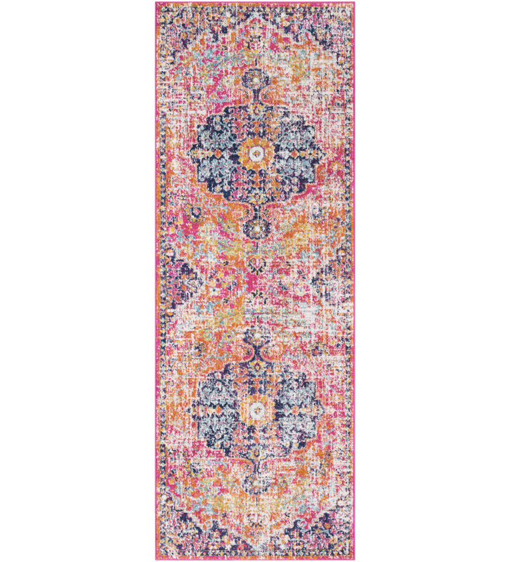 Hillsby Oriental Indoor Rug, Runner 2'7" x 7'3", Orange/Dark Blue