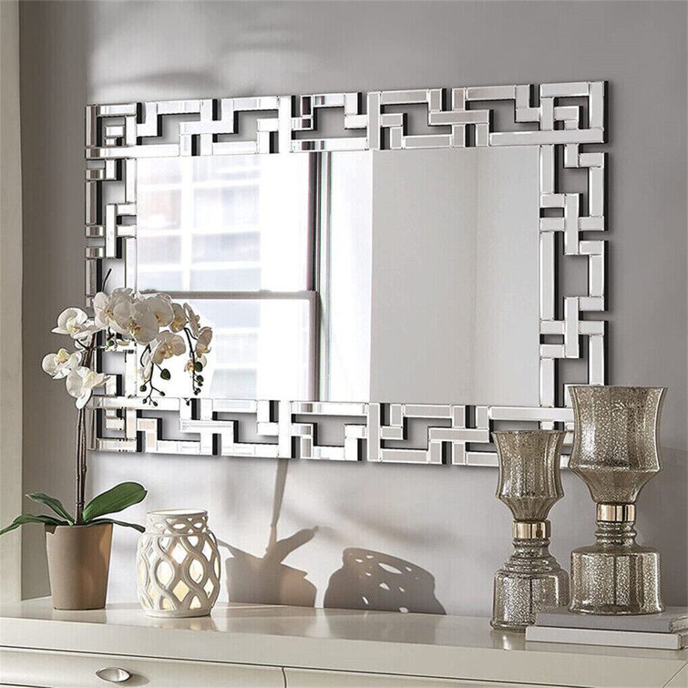 Glausen Rectangle Wall Mounted Accent Mirror in Silver