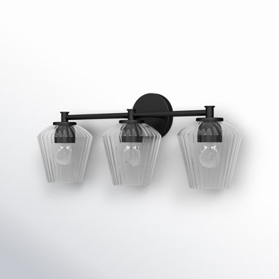 Depner 3 Light Ribbed Dimmable Vanity Light