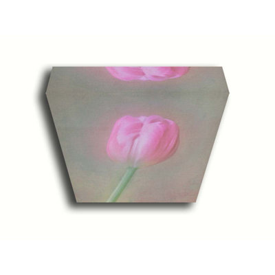 One Pink Tulip by Hal Halli. Giclee Gallery Wrapped Canvas with Float Frame