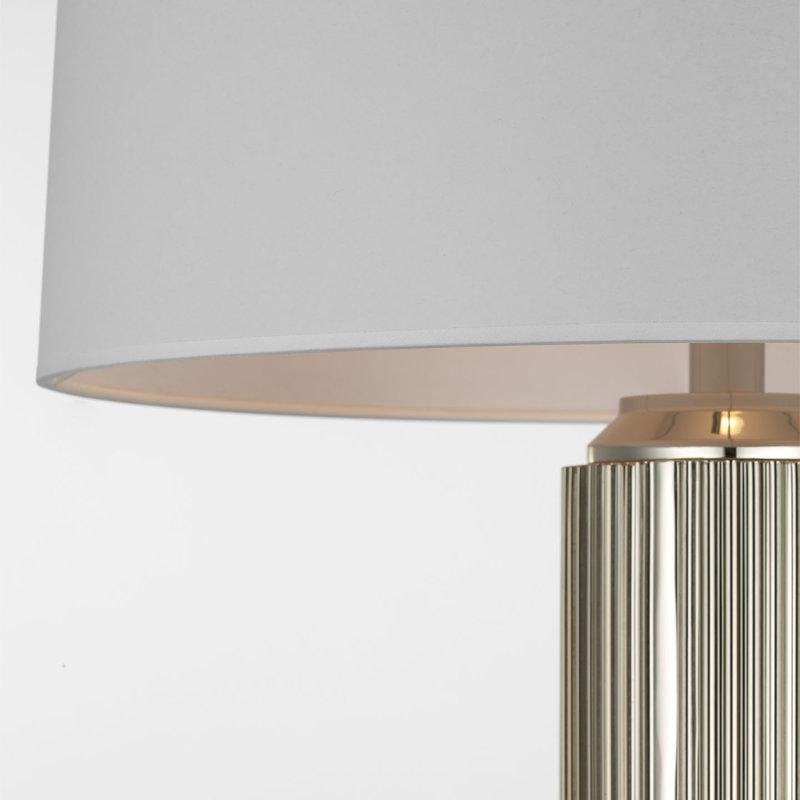 Ralph Lauren Langton 29" Table Lamp in Natural Brass with White Paper Shade, Silver