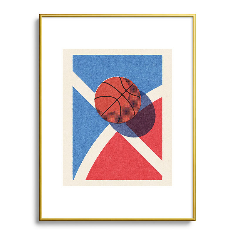 Basketball Outdoor II - impression d'un seul cadre photo, Or, H 24 po x l 18 po