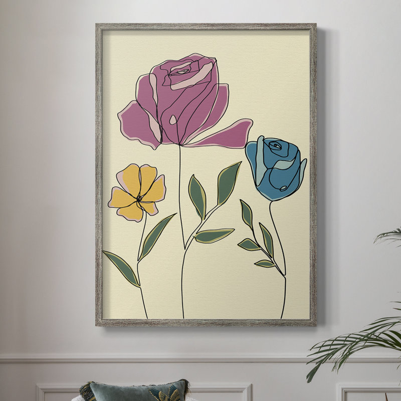 «Colored Floral II», reproduction encadrée - bois massif 45802, H 11 po x l 9 po