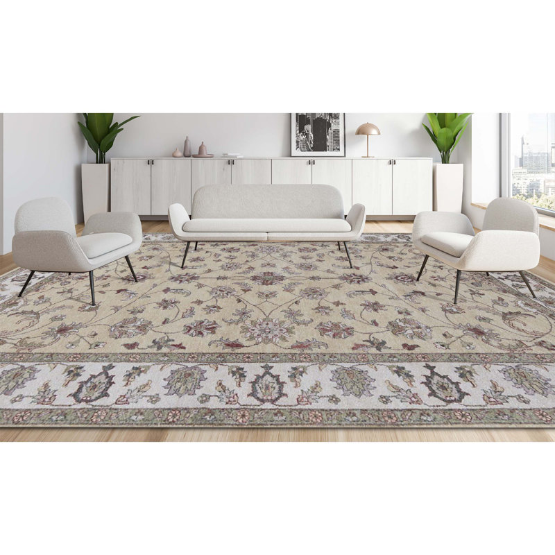 Ziegler Wool Oriental Area Rug in Gold/Beige