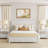 Echo Farmhouse Solid Wood Platform Bed, Distressed Panel Bed Frame, Rustic Country Cottage Style-908802489-908802438